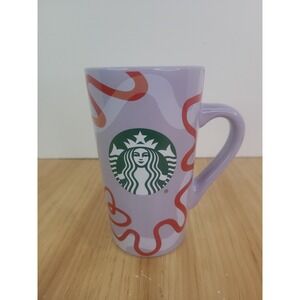 Starbucks 2023 Purple Lilac Red Ribbon 6" Coffee Latte Mug Cup‎ 16 oz